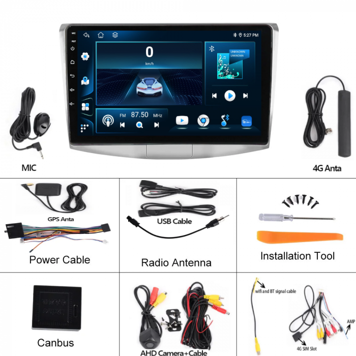 Navigatie Passat B6|B7|CC, 4GB RAM 64GB ROM, Android 12, CarPlay si Android Auto, DSP, Cartela Sim 4G, Waze, Youtube, Ecran 10.1 Inch FHD [9]