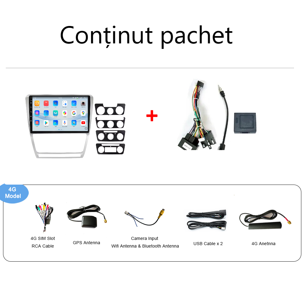 Navigatie Skoda Octavia 2 (2004-2013) Android 14, 12GB RAM, 256GB ROM, Ecran 10.33 inch 2K QLED, Ramă Gri [5]