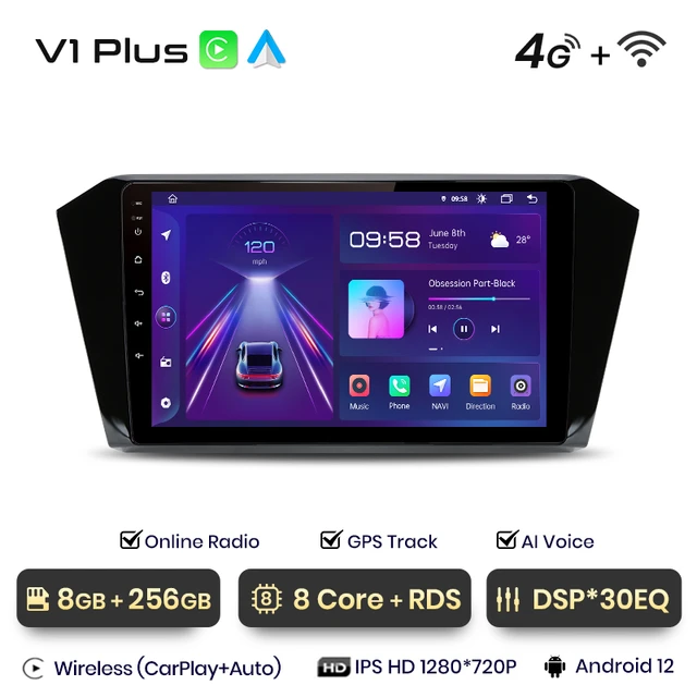 Navigatie Passat B8 (2015-2019) cu Android 12, 8GB RAM 256 GB ROM, SIM 4G, ecran 10.1 Inch,Carplay si Android Auto [6]