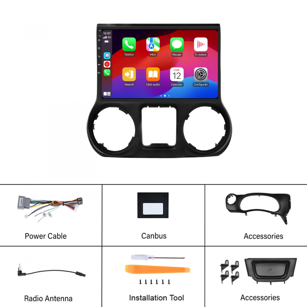Navigatie Jeep Wrangler (2011-2014) cu Android, 2GB RAM 32GB ROM, DSP, ecran 10,1 Inch, Carplay si Android Auto [10]