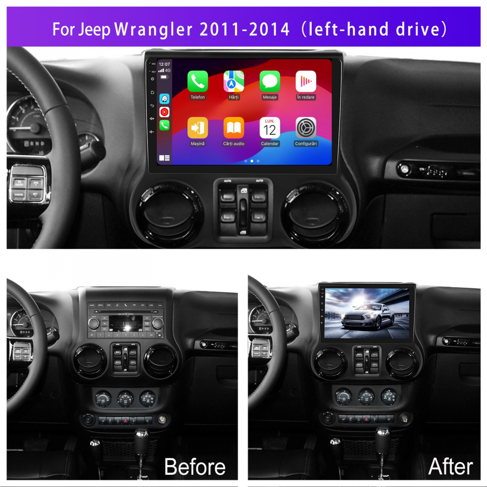 Navigatie Jeep Wrangler (2011-2014) cu Android, 2GB RAM 32GB ROM, DSP, ecran 10,1 Inch, Carplay si Android Auto [4]