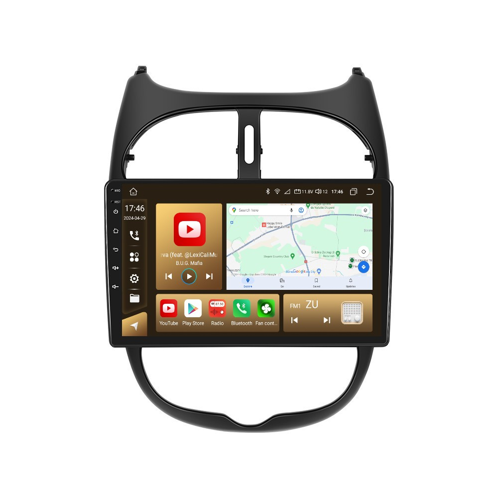 Navigatie Peugeot 206 Citroen C2 (2002-2010) OEM cu Android, 8GB RAM 128GB ROM, cu SOLT SIM 4G, DSP, ecran 9 Inch,Carplay si Android Auto [1]