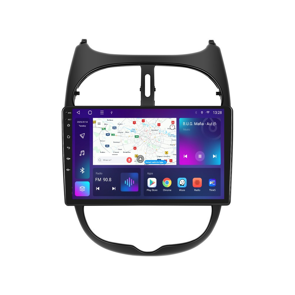 Navigatie Peugeot 206 Citroen C2 (2002-2010) OEM cu Android, 4GB RAM 64GB ROM, cu SOLT SIM 4G, DSP, ecran 9 Inch,Carplay si Android Auto [1]