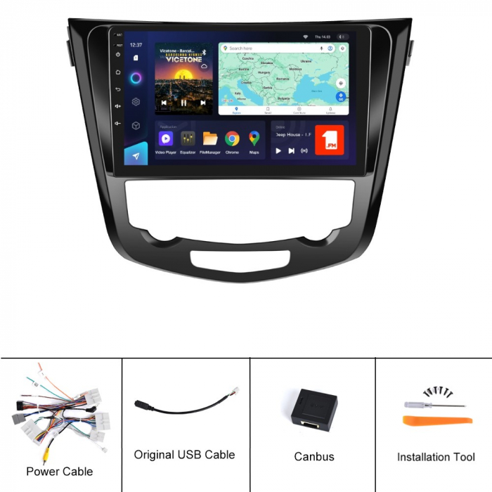 Navigatie NISSAN QASHQAI 2 J11 (2013-2017), Android 12, 4GB RAM 64GB,SLOT SIM 4G,  DSP, Carplay si Android auto, ecran 10.1 inch [10]