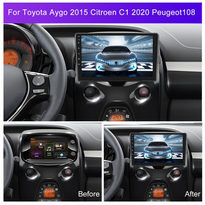 Navigatie Toyota Aygo (2014-2022), Android 12, 2GB RAM 32GB, DSP, Carplay si Android auto, ecran 9 inch [3]
