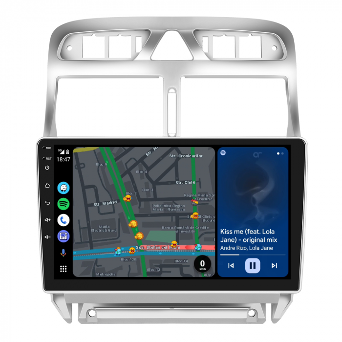 Navigatie Peugeot 307 (2002-2013),Android 12 4GB RAM 64GB, SIM 4G, Carplay si Android Auto ecran 9 inch [7]