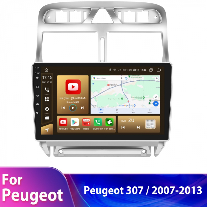 Navigatie Peugeot 307 (2002-2013),Android 12 4GB RAM 64GB, SIM 4G, Carplay si Android Auto ecran 9 inch [3]