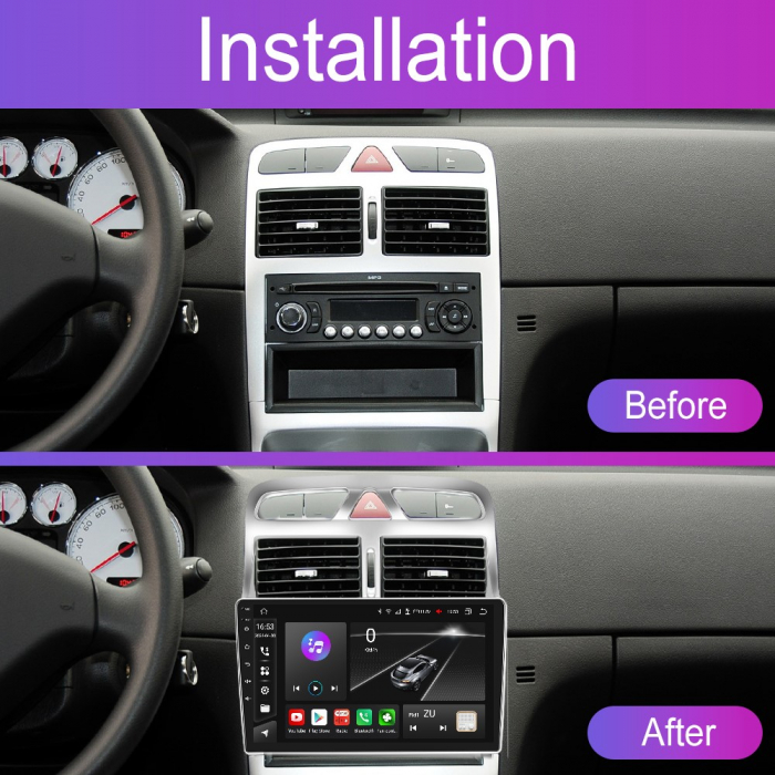 Navigatie Peugeot 307 (2002-2013) Android 12, 8GB RAM 128GB,SLOT SIM 4G, DSP, Carplay si Android Auto ecran 9 inch [5]