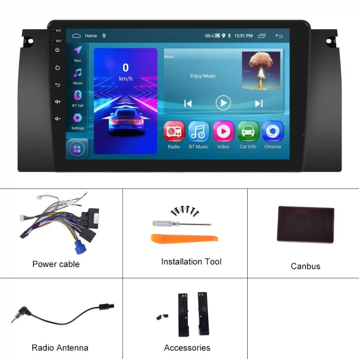 Navigatie BWM E39 (1999-2005) cu Android 11, ecran 9 Inch, 2GB RAM 32 GB ROM,Carplay si Android Auto [5]