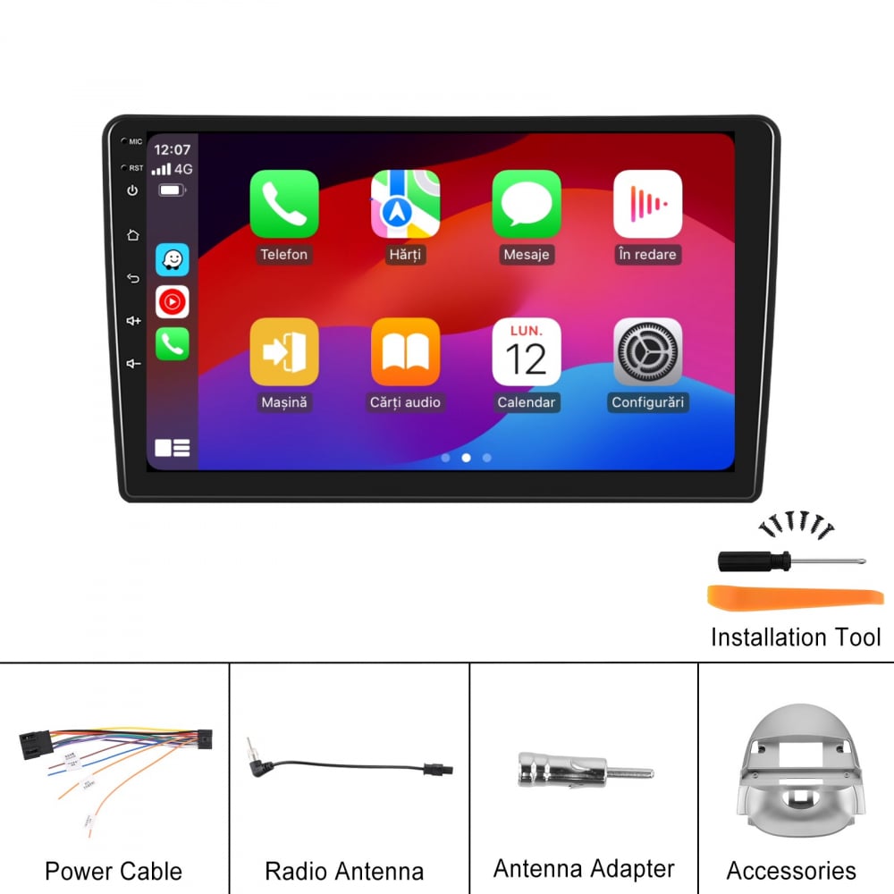 Navigatie Peugeot 206 (2004-2008) Citroen C2 (2006-2013) cu Android, 4GB RAM 64GB ROM, cu SLOT SIM 4G, DSP, ecran 9 Inch, Carplay si Android Auto [10]