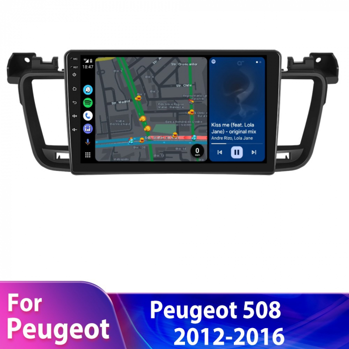 Navigatie Peugeot 508 (2012-2016) cu Android 12, 4GB RAM 64 GB, SLOT SIM 4G, DSP, CarPlay si Android Auto ecran 9 Inch [4]