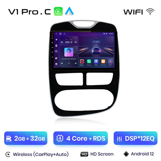 Navigatie Renault Clio 4 (2012-2019), 2GB RAM 32GB ROM, Android 12, CarPlay si Android Auto Wi-fi, Youtube, Waze, ecran HD 10.1 Inch [2]