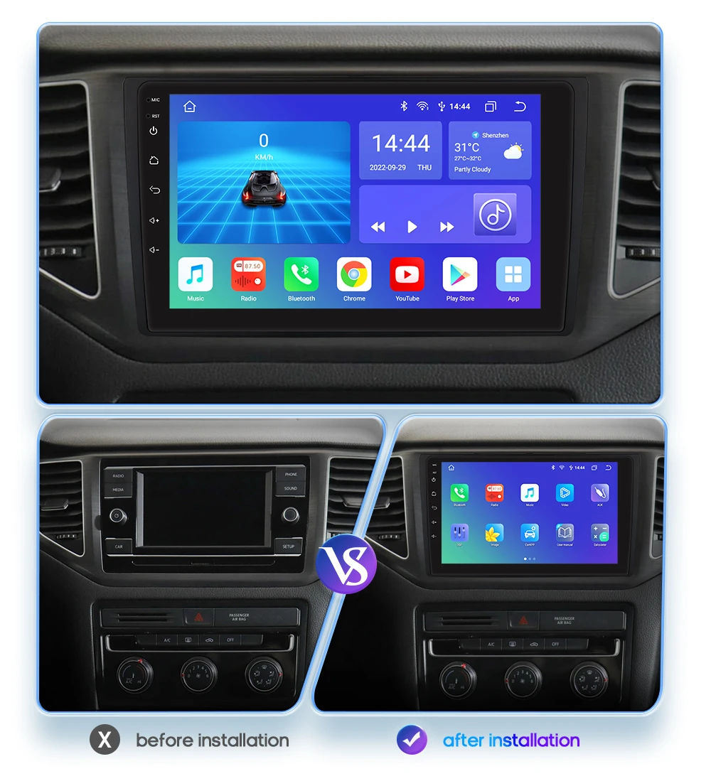 Navigatie Volkswagen T-ROC(2018-2022), Android 12, 8GB RAM 128GB,SLOT SIM 4G, DSP, Carplay si Android auto, ecran 9 inch [3]