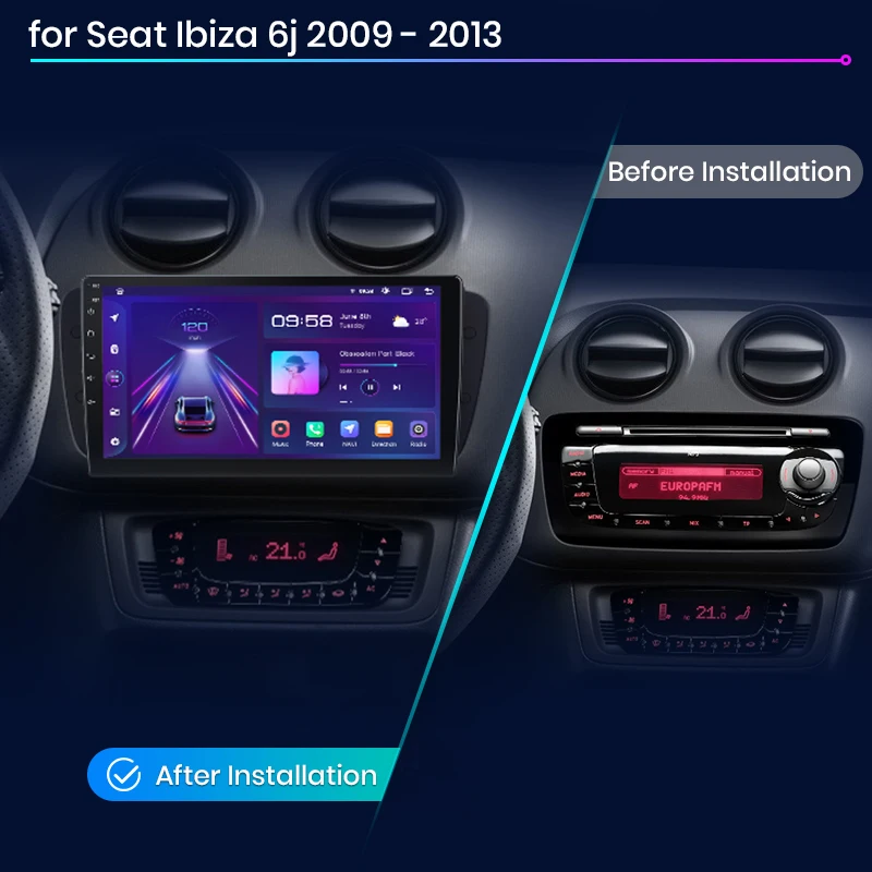 Navigatie Seat Ibiza (2008-2017) cu Android 12 ecran 9 Inch, 4GB RAM 64GB ROM,DSP, SIM 4G, Carplay si Android Auto [2]