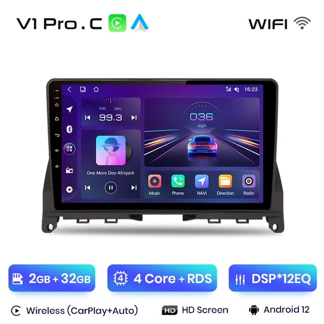 Navigatie Mercedes C CLASS 3 W204 S204 (2006-2011) cu Android 12 ecran 9 Inch, 2GB RAM 32 GB ROM,DSP, Carplay si Android Auto [2]