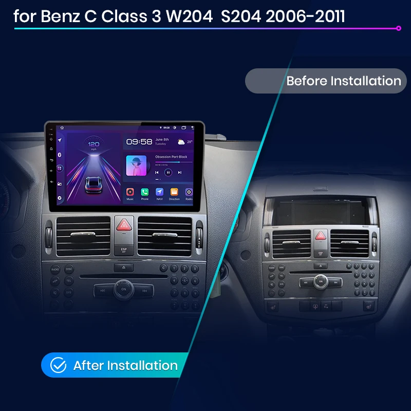 Navigatie Mercedes C CLASS 3 W204 S204 (2006-2011) cu Android 12 ecran 9 Inch, 2GB RAM 32 GB ROM,DSP, Carplay si Android Auto [3]