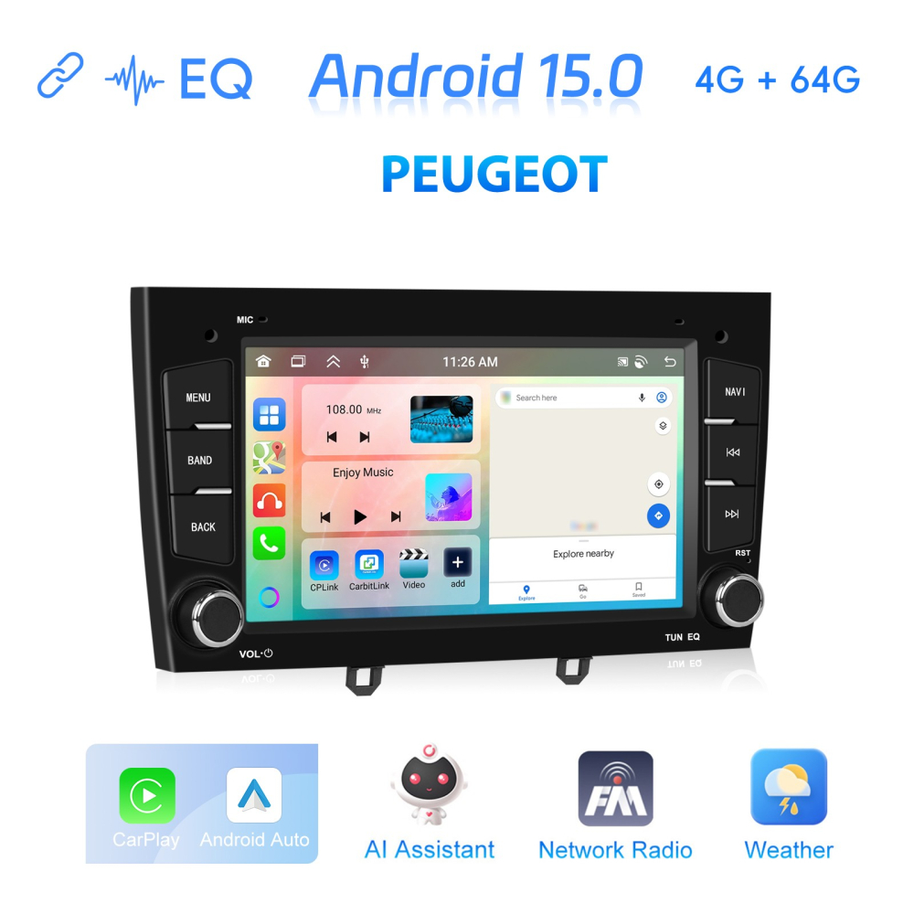 Navigație Peugeot 408 (2010-2024) cu Android, 4GB RAM 64GB ROM, DSP, ecran 7 inch, Carplay si Android Auto [3]