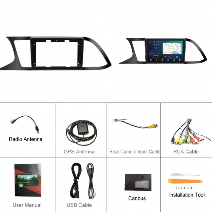 Navigatie Seat Leon 3 (2013-2020) cu Android 12, 8GB RAM 128GB, SIM 4G. DSP, Carplay si Android Auto ecran 9 Inch [7]