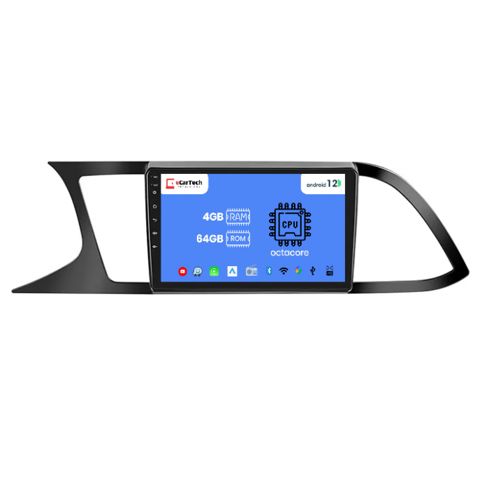 Navigatie Seat Leon 3 (2013-2020) cu Android 12, 4GB RAM 64 GB, SIM 4G. DSP, Carplay si Android Auto ecran 9 Inch [2]