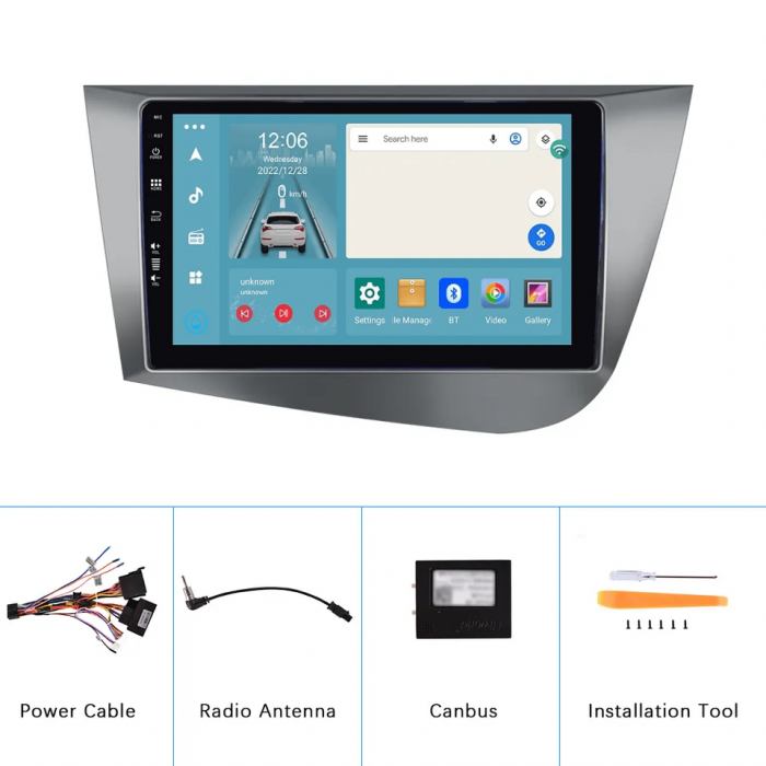 Navigatie Seat Leon MK2 (2005-2012) 4GB RAM 64GB ROM, Andriid 12, DSP, CarPlay si Android Auto ecran 9 Inch [12]