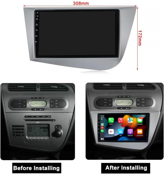 Navigatie Seat Leon MK2 (2005-2012), 8 GB RAM 128 GB Android 12, DSG, SIM 4G, Carplay si Android auto,ecran 9 Inch [5]