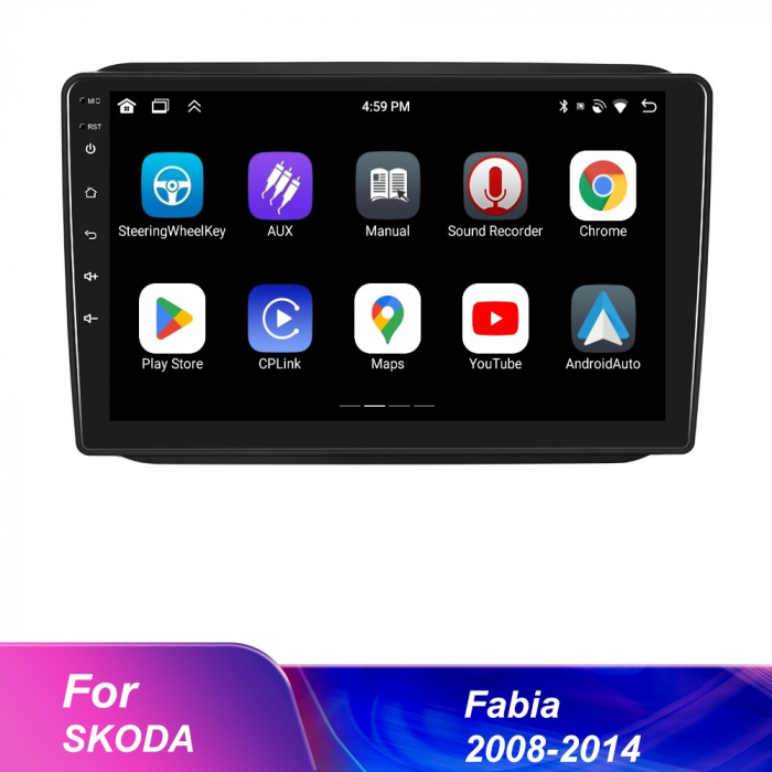 Navigatie Skoda Fabia 2 (2007-2014) cu Android 12, 8GB RAM 128GB, SLOT SIM 4G, DSP, CarPlay si Android Auto, ecran 10 inch [3]