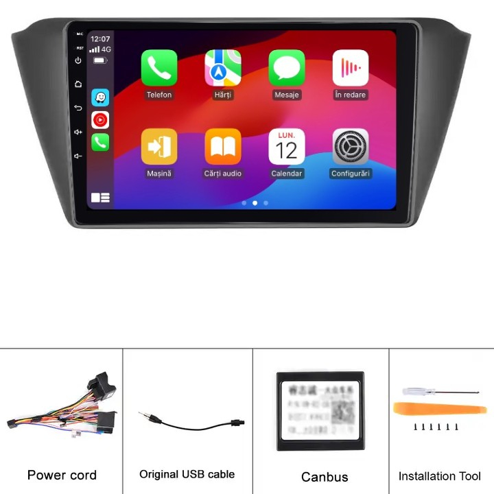 Navigatie Skoda Fabia 3 (2014-2021), Android 13, 8GB 128GB, DSP, SIM 4G, CarPlay si Android Auto ecran 10.1 Inch [6]