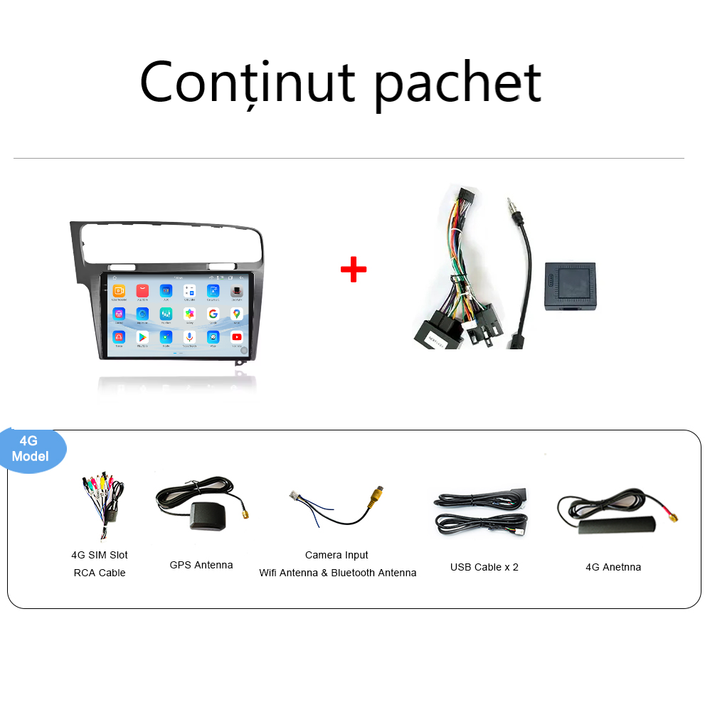 Navigatie Volkswagen Golf 7 (2012-2020) Android 14, 12GB RAM, 256GB ROM, Ecran 10.33 inch 2K QLED, Ramă Gri [5]