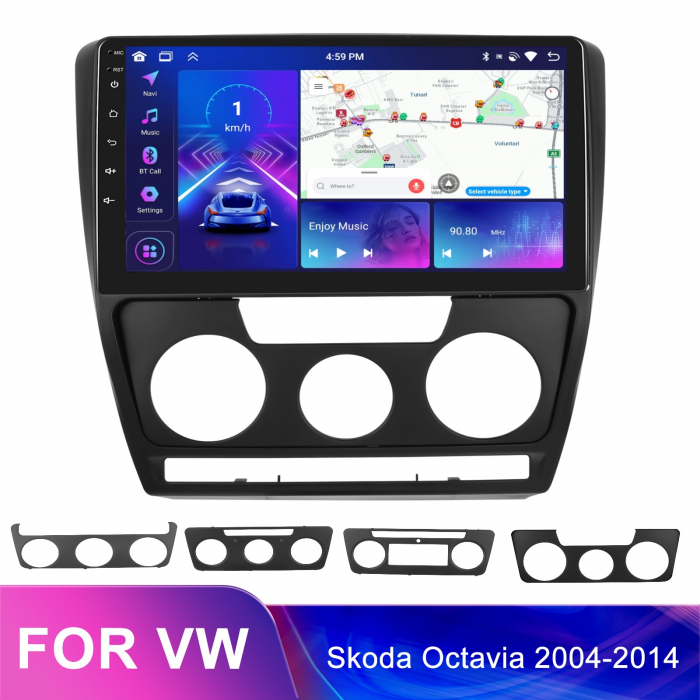 Navigatie Skoda Octavia 2 (2004-2013) cu Android 13, 4GB RAM 64GB ROM, CarPlay si Android Auto Wi-fi, Youtube, Waze, ecran HD 10.1 Inch [5]