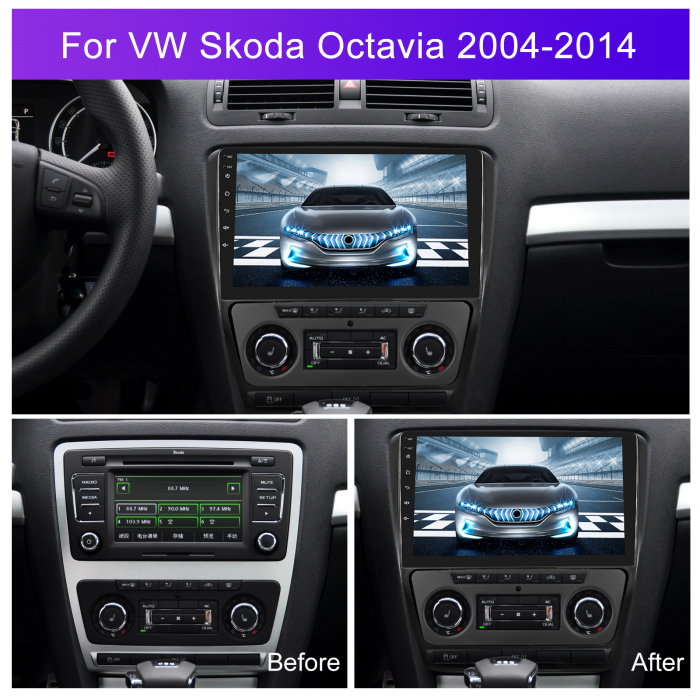 Navigatie Skoda Octavia 2 (2004-2014) cu Android 13, 2GB RAM 64 GB ROM ecran 10.1 Inch,Carplay si Android Auto [6]