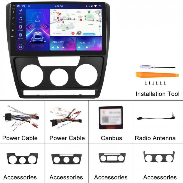 Navigatie Skoda Octavia 2 (2004-2014) cu Android 13, 2GB RAM 64 GB ROM ecran 10.1 Inch,Carplay si Android Auto [9]