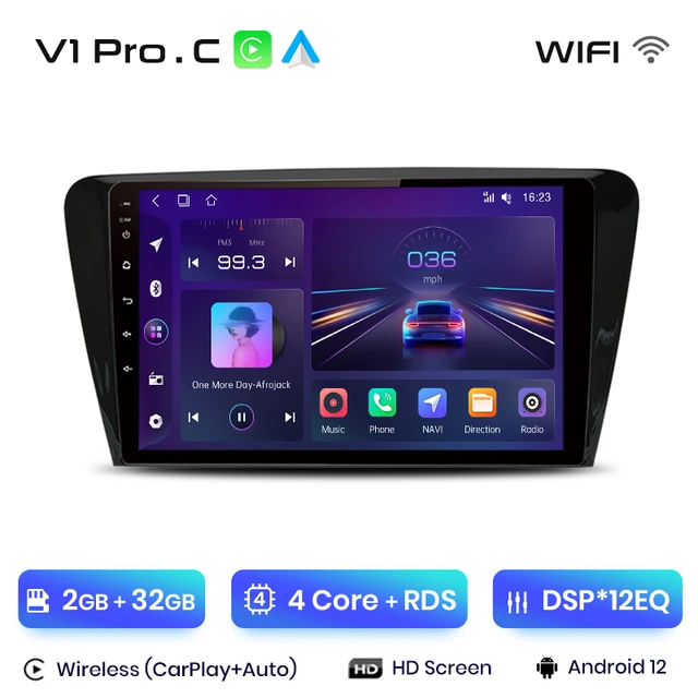 Navigatie Skoda Octavia 3 (2013-2018), Android 12, 2GB 32GB, CarPlay si Android Auto ecran 10.1 Inch [2]