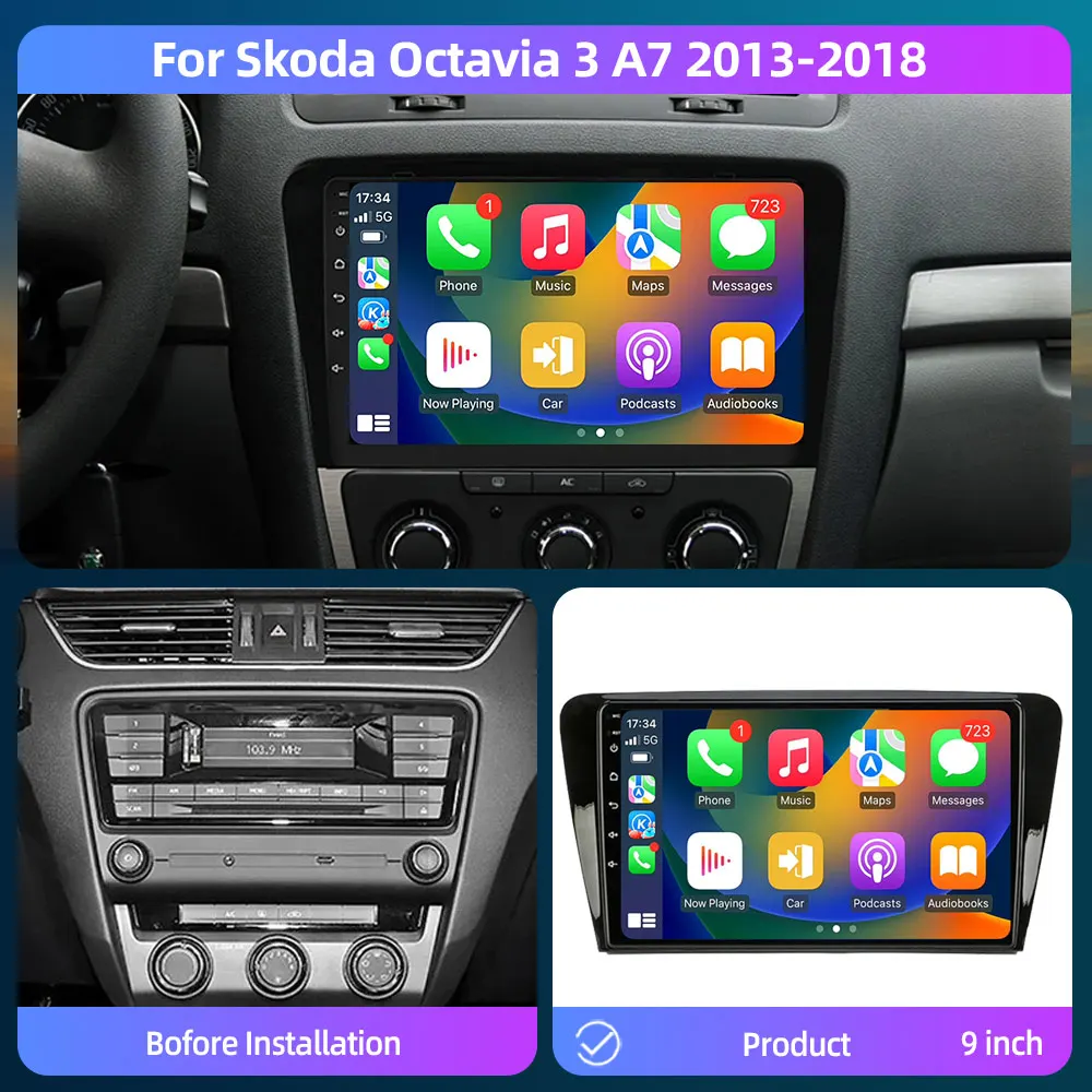 Navigatie Skoda Fabia 3 (2014-2021), Android 12, 4GB 64GB, DSP, SIM 4G, CarPlay si Android Auto ecran 10.1 Inch [3]