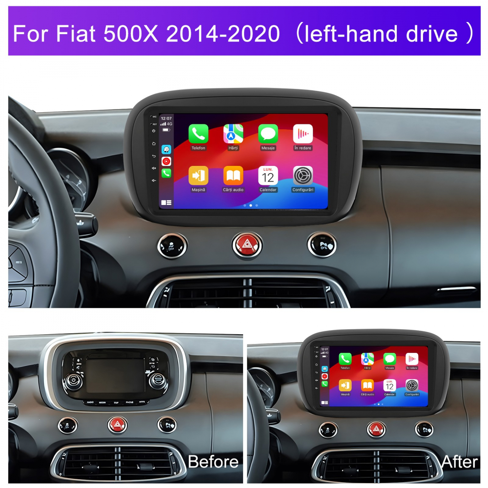 Navigatie  Fiat 500X (2014-2020) cu Android, 4GB RAM 64GB ROM, cu SLOT SIM 4G, DSP, ecran 9 Inch,Carplay si Android Auto [4]