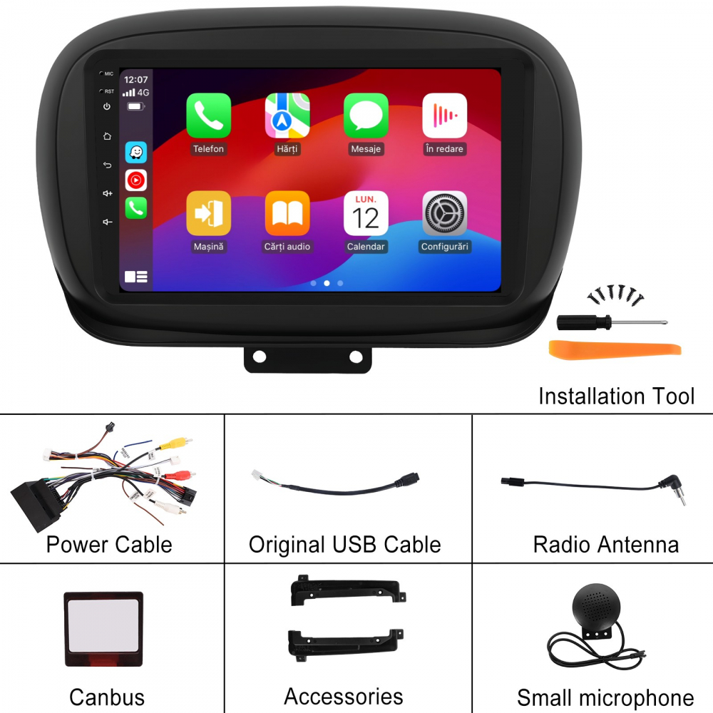 Navigatie  Fiat 500X (2014-2020) cu Android, 8GB RAM 128GB ROM, cu SLOT SIM 4G, DSP, ecran 9 Inch,Carplay si Android Auto [9]