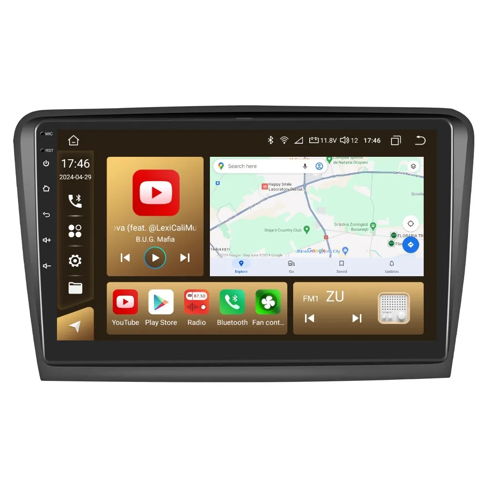 Navigatie Skoda Superb 2 (2008-2015) cu Android 12, 8GB RAM 128GB ROM, DSP, SIM 4G, ecran 10.1 Inch,Carplay si Android Auto [5]