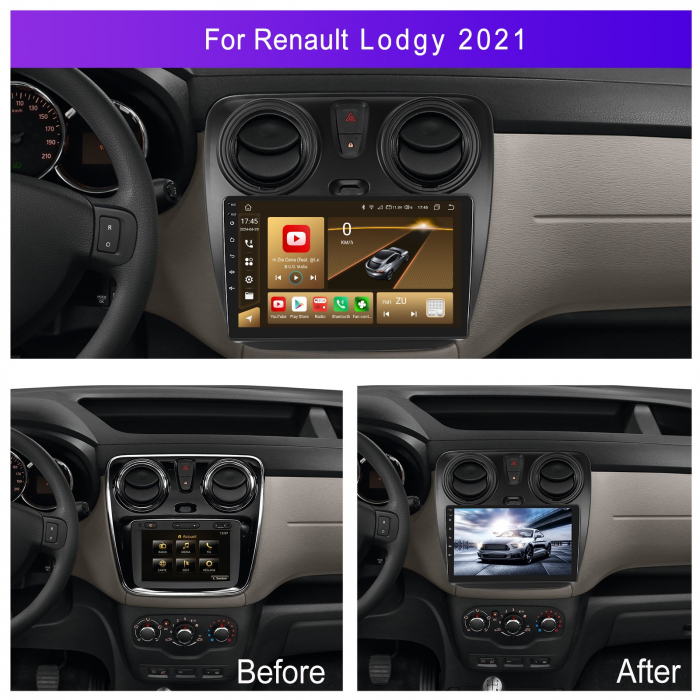 Navigatie DACIA LODGY (2012-2020), Android 12, 2GB RAM 32GB, DSP, Carplay si Android auto, ecran 9 inch [2]