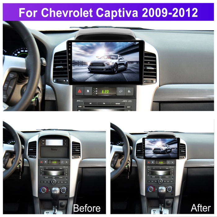 Navigatie Chevrolet Captiva (2008-2012), Android 12, 4GB RAM 64GB, SLOT SIM 4G, DSP, Carplay si Android auto, ecran 9 inch [2]