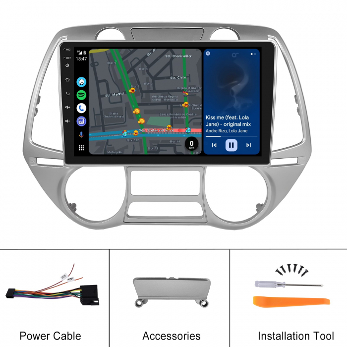 Navigatie Hyundai i20 (2008-2012), Android 12, 8GB RAM 128GB, SIM 4G. DSP, Carplay si Android auto, ecran 9 inch [9]