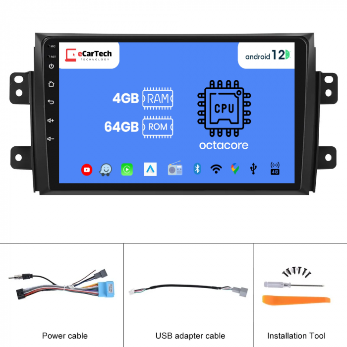 Navigatie Suzuki SX4 (2005-2014) cu Android 12, 4GB RAM 64GB ROM, SIM 4G, DSP, Carplay si Android Auto ecran 9 inch [7]