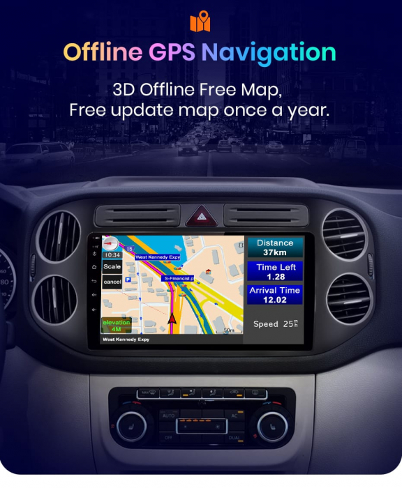 Navigatie Tiguan (2010-2015) cu Android 12, ecran 9 Inch, 2GB RAM 32 GB ROM,Carplay si Android Auto [5]