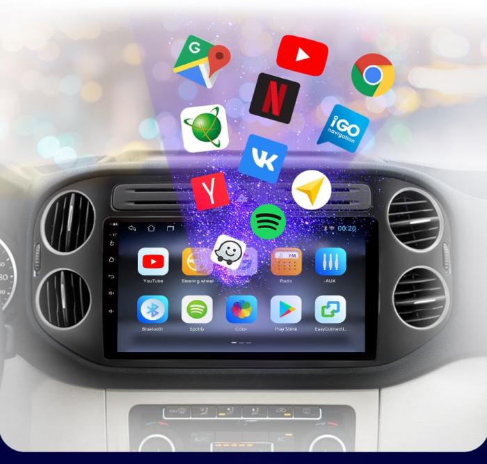 Navigatie Tiguan (2010-2015) cu Android 12, 4GB RAM 64GB ROM, DSP, SIM 4G, Carplay si Android Auto, ecran 9 inch [3]
