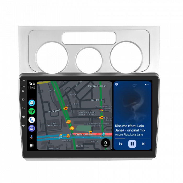 Navigatie Touran 1 (2003-2010) cu Android 12 4GB RAM 64GB ROM, SIM 4G, DSP, CarPlay si Android Auto Wi-fi, Youtube, Waze, ecran HD 10.1 Inch [9]