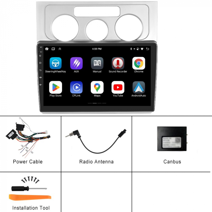 Navigatie Touran 1 (2003-2010) cu Android 12, 8GB RAM 128GB ROM, SLOT SIM 4G, DSP, CarPlay si Android Auto Wi-fi, Youtube, Waze, ecran HD 10.1 Inch [16]