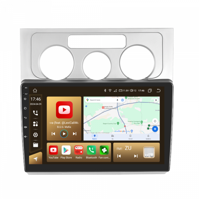 Navigatie Touran 1 (2003-2010) cu Android 12, 8GB RAM 128GB ROM, SLOT SIM 4G, DSP, CarPlay si Android Auto Wi-fi, Youtube, Waze, ecran HD 10.1 Inch [3]
