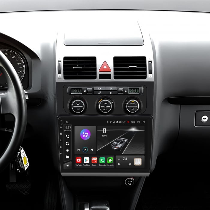 Navigatie Touran 1 (2003-2010) cu Android 13, 4GB RAM 64GB ROM, DSP, CarPlay si Android Auto Wi-fi, Youtube, Waze, ecran HD 10.1 Inch Rama neagra [5]