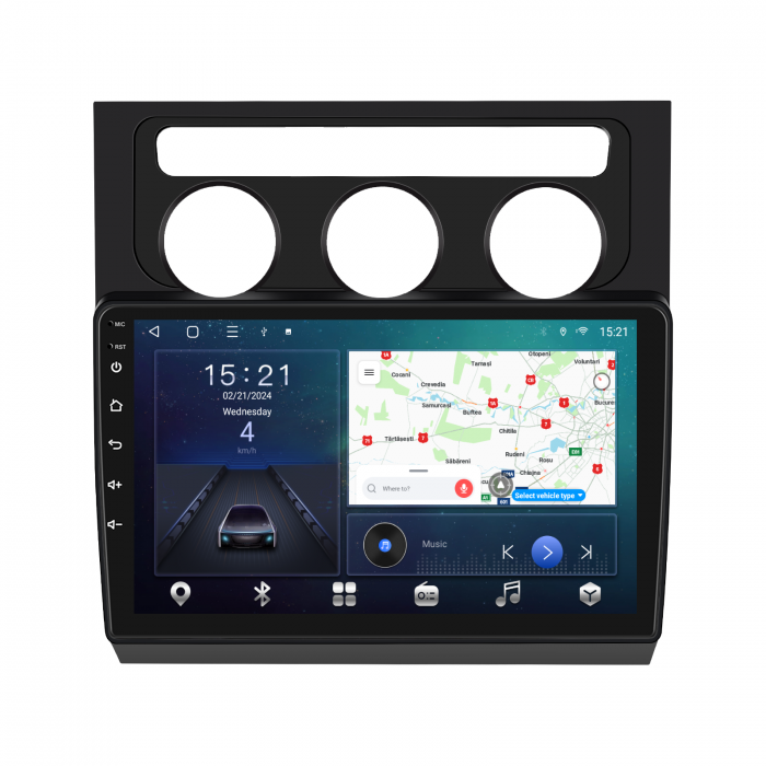 Navigatie Touran 1 (2003-2010) cu Android 12, 4GB RAM 64GB ROM, SIM 4G, DSP, CarPlay si Android Auto Wi-fi, Youtube, Waze, ecran HD 10.1 Inch Rama neagra [4]
