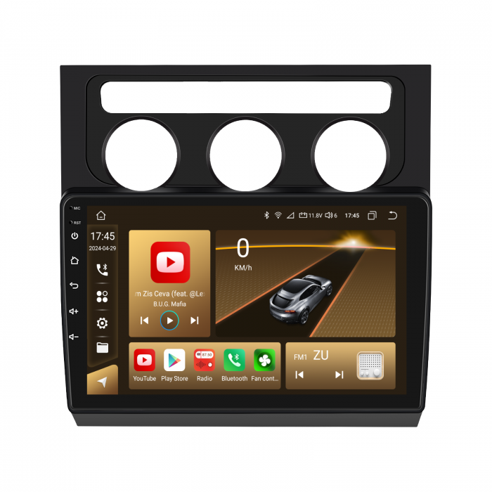 Navigatie Touran 1 (2003-2010) cu Android 12, 8GB RAM 128GB ROM, SLOT SIM 4G, DSP, CarPlay si Android Auto Wi-fi, Youtube, Waze, ecran HD 10.1 Inch Rama Neagra [3]
