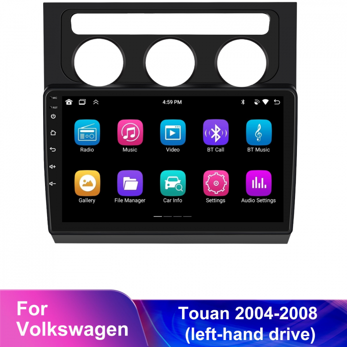 Navigatie Touran 1 (2003-2010) cu Android 12, 8GB RAM 128GB ROM, SLOT SIM 4G, DSP, CarPlay si Android Auto Wi-fi, Youtube, Waze, ecran HD 10.1 Inch Rama Neagra [4]