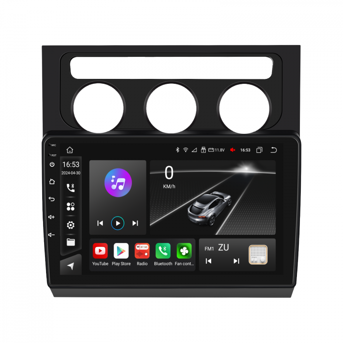 Navigatie Touran 1 (2003-2010) cu Android 12, 8GB RAM 128GB ROM, SLOT SIM 4G, DSP, CarPlay si Android Auto Wi-fi, Youtube, Waze, ecran HD 10.1 Inch Rama Neagra [1]